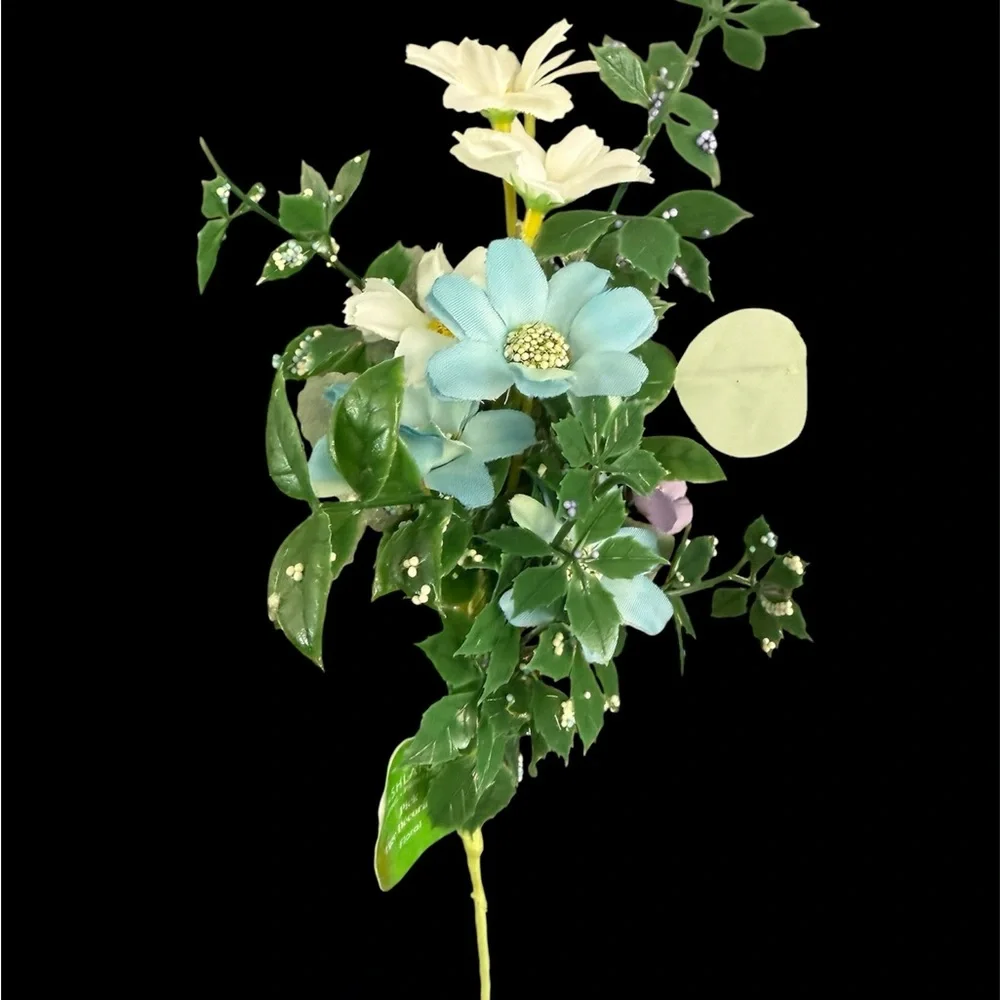 Elegant Floral Arrangement with Blue and Cream Accents Artificial Flowers 10”